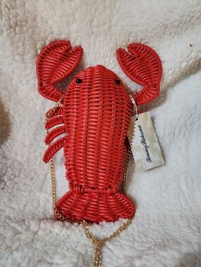NWT Tommy Bahama Raffia Woven Wicker Novelty Red Lobster Crossbody Purse